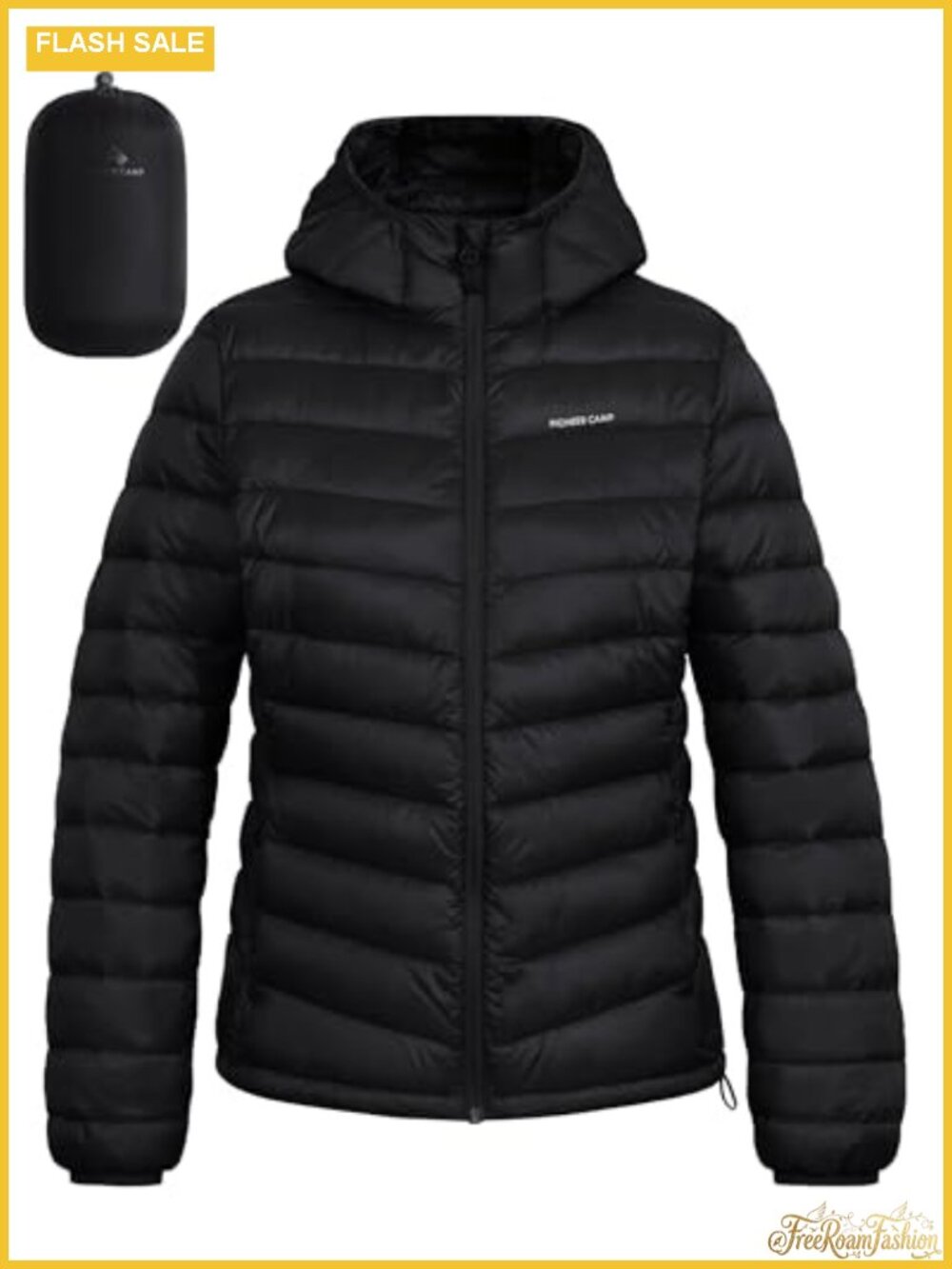 Packable Lightweight Puffer Jacket Hooded Quilted Water-Repellent Coat